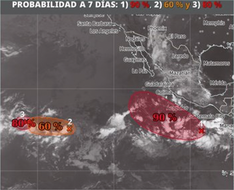 ¿Se vienen tormentas? Conagua alerta por tres posibles ciclones en el Pacífico
