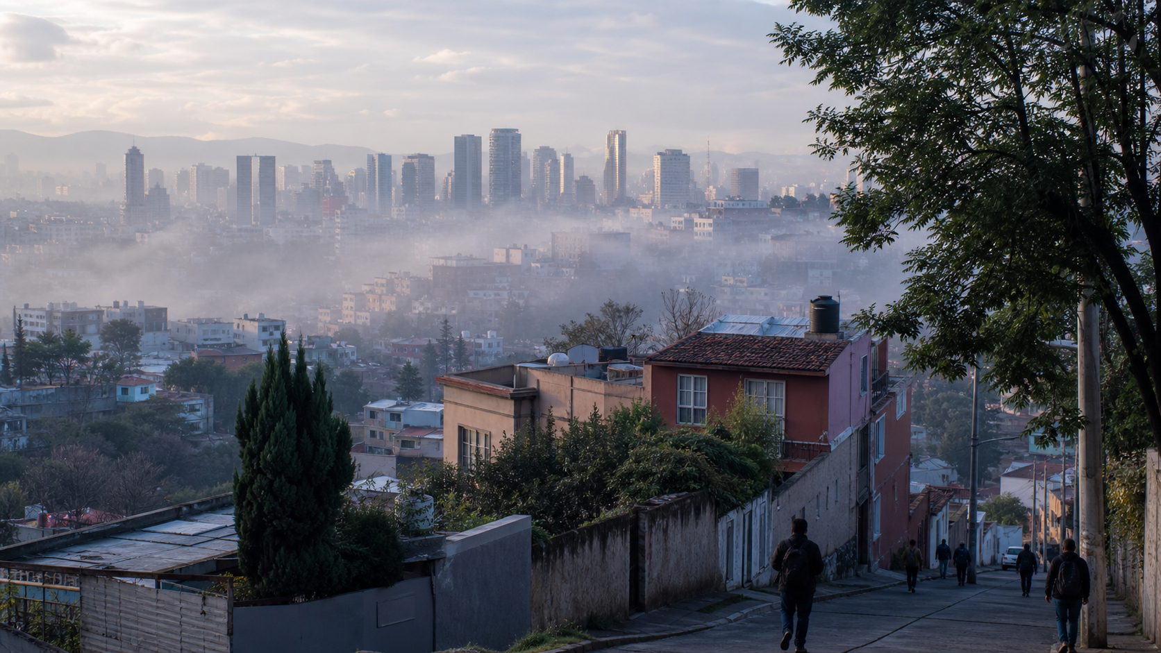 Manana fresca con bruma sobre zonas altas de la Ciudad de Mexico