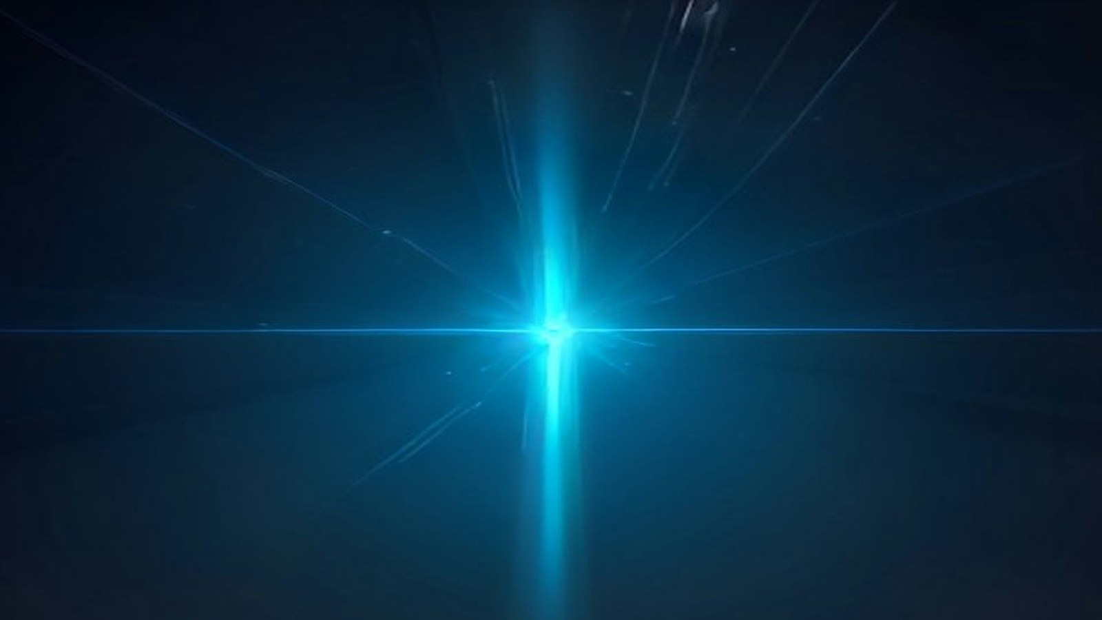 Destello de luz azul con líneas radiales sobre un fondo oscuro